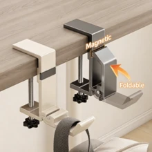 1pc "Hang Anywhere" Foldable Hook, Palm-Sized Design For Changing Desks Or Workstations, No-Drill Clamp Fits Various Desk Edges, Strong Load-Bearing For Backpacks Or Commuter Bags, Versatile For Multiple Scenarios - Multicolor - View 1