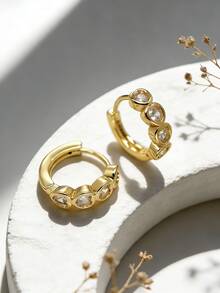 2pcs Women's Fashionable Elegant Heart-Shaped Hoop Earrings, Suitable For Daily Wear, Beach Vacation, Birthday Gift, Party Occasions - Heart - View 6