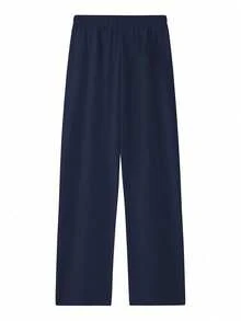 Plus Size Men's Navy Wide-Leg Formal Pants, Versatile Loose Fit Suit Trousers - Royal Blue - View 3