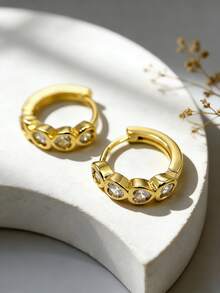 2pcs Women's Fashionable Elegant Heart-Shaped Hoop Earrings, Suitable For Daily Wear, Beach Vacation, Birthday Gift, Party Occasions - Heart - View 2