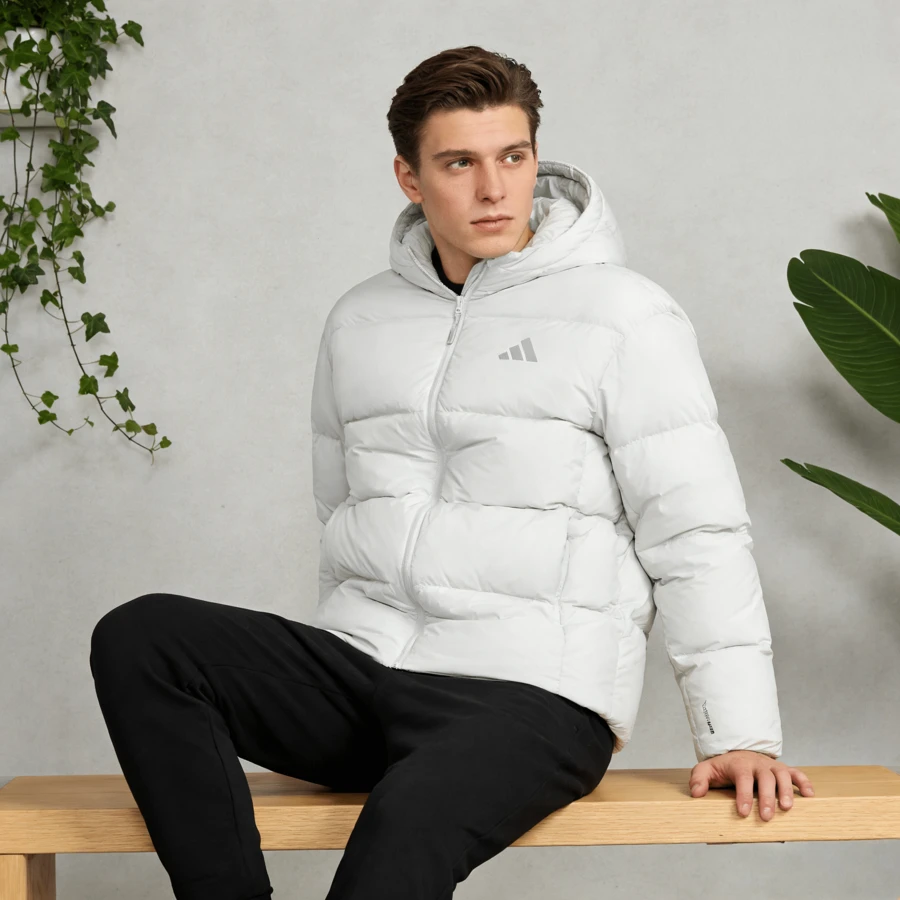 Adidas CLIMAWARM Casual Outdoor Hooded Down Jacket, Men - White - View 1