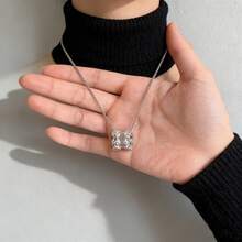 1pc Copper Plated Silver Brushed Endless Road Pendant Necklace, & Suitable For Daily Wear And Social Occasions - Multicolor - View 4