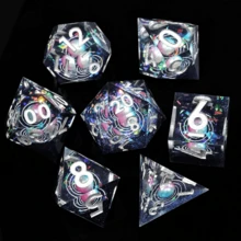 7pcs Pearly Resin D&D Dice Set - Galaxy Sparkle Sharp Edges, Suitable For Role Playing Games And Tabletop RPGs - Multicolor - View 5