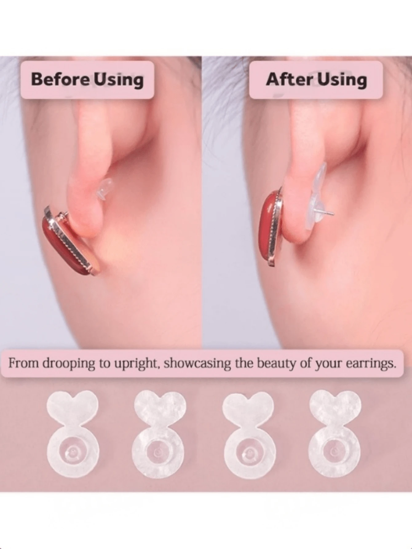 4pcs/8pcs/12pcs Rubber Earring Backs, Silicone Ear Plugs To Prevent Earring Falling Off And Clogging, Earring Back Replacement, Suitable For Drooping Ears, Large Earrings, Earrings, Earlobe Backs - Multicolor - View 1