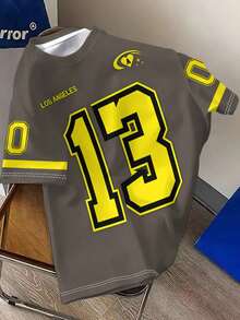 男女通用印花T恤，洛杉矶数码休闲运动服饰，可机洗 - 彩色 - 查看 3