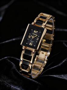 四件套：Gaiery 时尚简约方形贝壳女士石英表，搭配两条花朵手链，合金材质，复古优雅配饰，Y2K 风格，适合派对、节日、情人节和日常佩戴。 - 彩色 - 查看 2