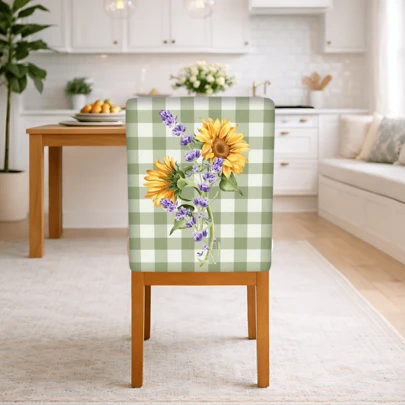 2/4/6ชิ้น ผ้าคลุมเก้าอี้ผ้าลินินลายดอกไม้และลายสก๊อตสำหรับตกแต่งบ้าน เหมาะสำหรับตกแต่งบ้านในชีวิตประจำวัน ห้องนั่งเล่น ห้องรับประทานอาหาร หรือสวน นอกจากนี้ยังเหมาะสำหรับโรงแรม งานเลี้ยงสังสรรค์ในร้านอาหาร วัสดุโพลีเอสเตอร์ซักได้ ผ้าคลุมเบาะนั่งเก้าอี้