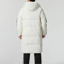 adidas 3-Stripes 運動生活系列 保暖長版連帽羽絨外套 男款 漢玉白 - 漢白玉 - 查看 6