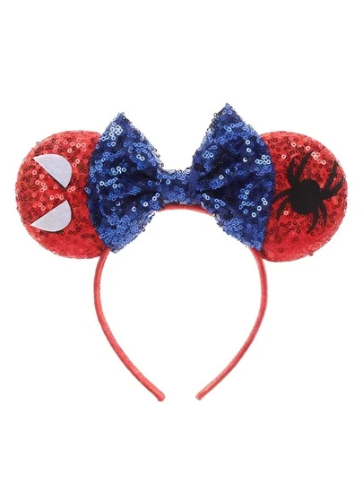 1pc Cartoon Spider-Man Ear Headband, Spider Web Shaped Headpiece, Spider-Man Cosplay Decor Headband, Cute Minnie Mouse Ears, Glitter Bow Hair Accessory, Suitable For Parks And Various Occasions, Great Gift. This Minnie Mouse Ear Bow Headband Is Suitable For Men, Women And Couples, Perfect Accessory For Princess Roleplay, Birthday Celebration And Christmas Party. (Color And Style Sent Randomly)