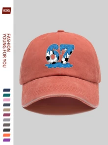 1顶复古足球67印花棒球帽，舒适透气的涤纶材质，尺寸可调节，卡车司机遮阳帽，男女皆宜的独特时尚配饰，适合户外徒步、旅行、高尔夫、海滩派对、钓鱼等场合，是生日、母亲节、父亲节、独立日的理想礼物。 - A - 查看 14