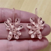 1 Đôi bông tai hoa kiểu cung điện cổ điển, thiết kế thanh lịch và độc đáo dành cho nữ, bông tai thời trang dự tiệc. - Hoa hồng vàng - Xem 2