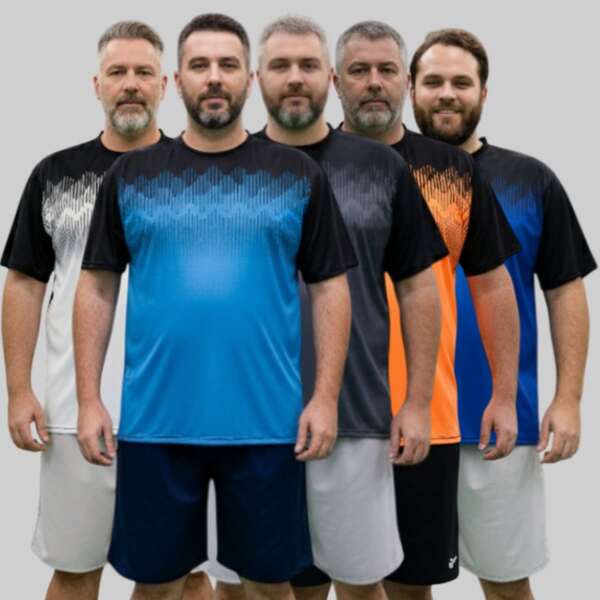 KIT5 Camiseta de Academia Cor (BRANCO-AZUL CELESTE-CHUMBO-LARANJA-AZUL ROYAL) Dry-Fit Lisa Plus size  M-G-GG-G1-G2-G3  detalhada Casual Manga Curta Gola Redonda Masculina  Verão  Primavera / Outono  Todos    Ajuste Regular    Nenhum    Dia dos Namorados  Dia do Professor  Dia dos Pais  Natal  Carnaval  Ano Novo    Masculina