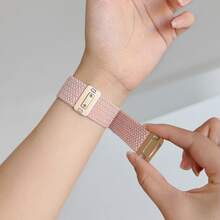 1pc Compatible With Apple Watch Bands Woman Man,Braided Stretchy Loop Mangetic Clasp Compatible With Apple Watch Bands,38mm 40mm 41mm 42mm 44mm 45mm 46mm 49mm Sport Nylon Replacement Bracelets Compatible With Apple Watch Seires11 10 9 8 7 6 5 4 3 2 1 SE Ultra3/2/1,Smart Watch Accessories - Cream Powder Sand - View 4