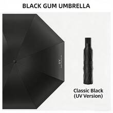 Umbrella For Men And Women, All-Weather Use, Student Couple Style, Black Vinyl, Tri-Fold Sun Protection Umbrella, Manual And Automatic Black Vinyl Umbrella