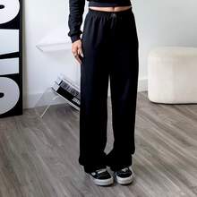 Women's High-Waisted Palazzo Pants In Comfortable And Stylish Fleece; Wide Leg Fleece Pants; Women's Fleece Set - 黑色 - 查看 1