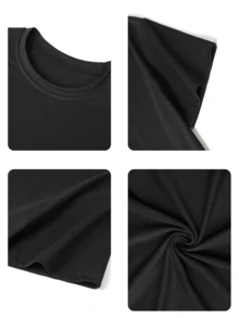 Camiseta de manga corta estampada para niños - suave, transpirable, camiseta de manga corta con cuello redondo, diseño de lata de soda vibrante, lavable a máquina, niños y niñas verano casual tops, tallas 110-150, camiseta de estampado de letras, moda divertida para niños, ropa cómoda para niños, camiseta de manga media para adolescentes - Negro - Ver 5