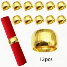 6 piezas/12 piezas Anillos para servilletas dorados, decoración de mesa de calidad lujosa para banquetes/hogar, 2 piezas Anillos para servilletas chapados en oro, minimalista de alta gama, mejora el ambiente de comedor, Anillos para servilletas de estilo europeo dorados - Multicolor - Ver 3