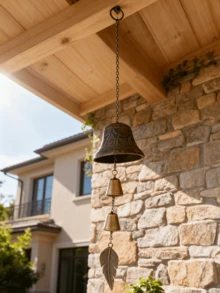 1pc Cast Iron Bell Wind Chime, Iron Art Windbell For Balcony, Garden, Outdoor, Courtyard, Bar Decor - Rust Brown - View 6