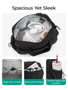 Gym Bag For Women, Duffle Bag For Travel With Wet Pocket, Lightweight Weekender Bags For Women, Water Resistant,Sporty Tote - 黑色 - 查看 3