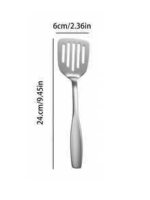 2pcs Stainless Steel Slotted Spatula, Suitable For Frying Beef, Fish And Home Kitchen, Hotel, Restaurant Use - Silver - View 2