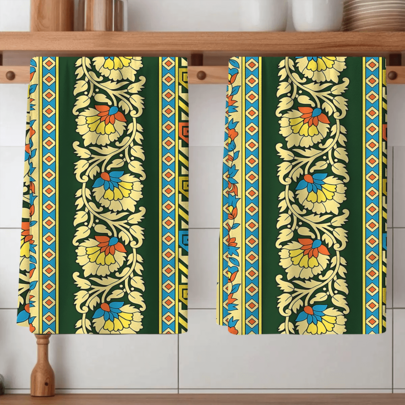 2/4 Pcs Set, Dish Towels, Retro Pattern Printed Towels, Super Absorbent Microfiber Modern Dish Cloths, Cooking And Baking Tea Towels, Cleaning Rags, Hand Towels, Tea Towels, Super Soft And Highly Absorbent, Kitchen Decor, Gifts For Neighbors, Gifts For Mom, Birthday Gifts, Housewarming Gifts For Friends, Kitchen Essentials, Daily Necessities
