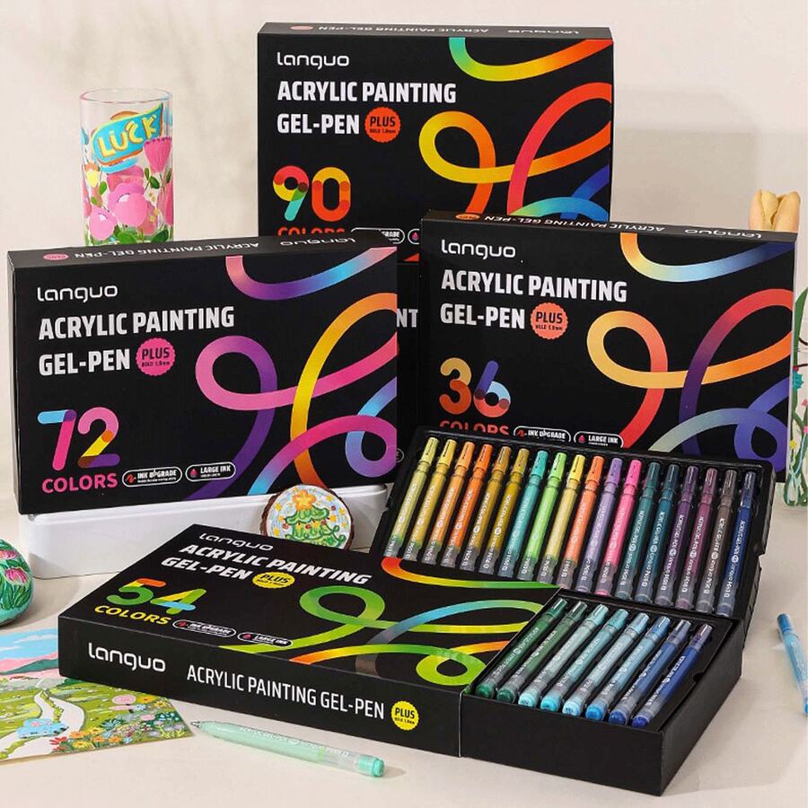 Conjunto de 36/54/72/90 Canetas Neutras - Tamanhos de Ponta Variados (1mm), Inclui Canetas Esferográficas, Canetas Finas, Marcadores Fluorescentes, Marcadores. Cores Vibrantes, Escrita Suave, Ideal para Escrita Colorida, Esboços, Destaque, Anotações de Estudantes, Artesanato, Uso Comercial