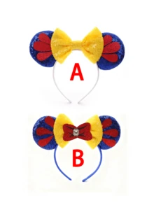 1个精美亮片卡通耳朵发箍，带蝴蝶结，城堡和童话风格设计，闪亮创意游乐园发饰，时尚角色扮演头饰，闪亮派对必备，适合化装舞会、角色扮演、主题公园游玩和庆祝活动，是生日、圣诞节、周年纪念日和节日的理想礼物，男女皆宜，适合情侣佩戴，柔软轻盈的弹力带（角色扮演、发箍、发饰、夏季、发夹） - 款式隨機 - 查看 6