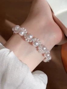 1入組奢華典雅貓爪與人造珍珠裝飾手鍊，適合女性 - 金色 - 查看 10