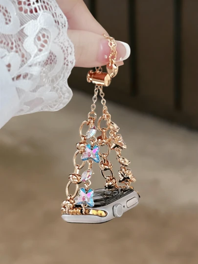 新款钻石蝴蝶表带，适用于38/40/41/42/44/45/46/49毫米表盘，兼容 Ultra/SE11/10/9/8/7/6/5/4/3/2/1系列表带