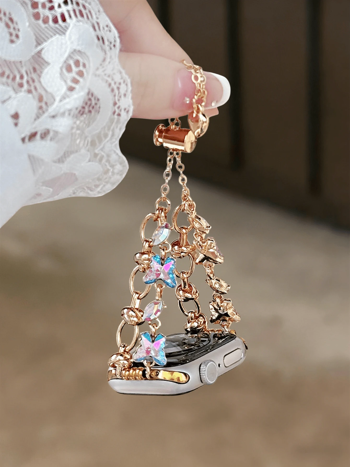 新款钻石蝴蝶表带，适用于38/40/41/42/44/45/46/49毫米表盘，兼容 Ultra/SE11/10/9/8/7/6/5/4/3/2/1系列表带