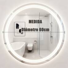 Espejo táctil inteligente led, espejo de baño circular, con modo táctil de un clic, tres controles libres de temperatura de color, 60cm * 60cm, tipo de pared, adecuado para duchas, dormitorios, guardarropa y otras escenas - Blanco - Ver 4