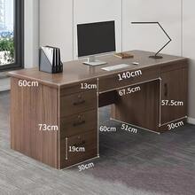 Escritorio Con Cajones Baal Melamina De 140*60*74.2cm,Resistente Repisas,Diseño Minimalista,Apto para Oficinas - Marrón - Ver 2