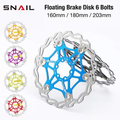 SNAIL Disc Brake Rotor MTB Bicycle Floating Rotor Heat Dissipation 140/160mm Stainless Steel Rotor 180/203mm Cycling Accessories