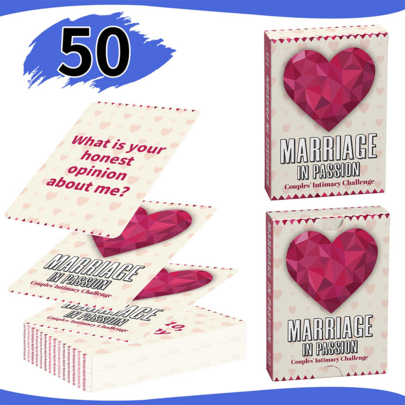 50张高品质情趣结婚卡牌游戏，适合饮酒、聚会、情侣、朋友聚会以及情人节、万圣节、圣诞节等节日。玩法多样，是亲密聚会和娱乐的最佳礼物。