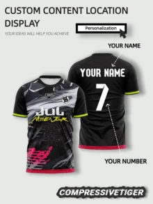 1pc Personalized JUL Theme Football Jersey - Customizable Name And Number Printing (Front/Back) - Quick-Dry Breathable Fabric, Fashionable Black-Gray-Pink Color Scheme - Multifunctional Fan Shirt, Suitable For Football, Fitness And Casual Wear (Spring/Summer), Valentine's Day Gift, 90-Minute Football Match - Black and White - View 1