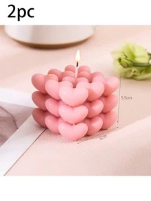 1pc/9pcs Handmade Cubic Heart-Shaped Scented Candle, Romantic & Unique Gift For Him, Father's Day, Christmas, Valentine's Day, Anniversary, Birthday, Lavender Fragrance Soy Wax Candle, Valentine's Day Gift - Multicolor - View 15