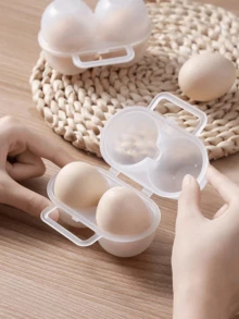 1pc Durable PP Polypropylene Double Layer Portable Egg Storage Box, Solid Color Shock-Proof Egg Container, Suitable For Outdoor Use