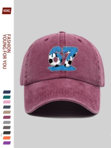 1顶复古足球67印花棒球帽，舒适透气的涤纶材质，尺寸可调节，卡车司机遮阳帽，男女皆宜的独特时尚配饰，适合户外徒步、旅行、高尔夫、海滩派对、钓鱼等场合，是生日、母亲节、父亲节、独立日的理想礼物。 - A - 查看 23