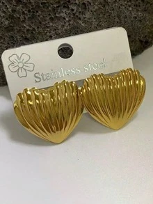 1对心形纹理耳钉，经典百搭，适合日常佩戴和送礼 - 愛心耳環 - 查看 5