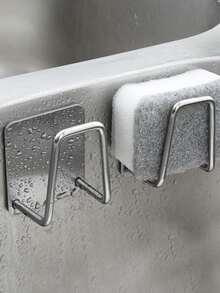 2 件套不锈钢厨房水槽收纳架，带海绵架和钢丝绒架 - 沥水设计，3M 背胶壁挂式安装，适用于台面和水槽边缘 - 彩色 - 查看 1