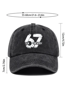1pc Interesting Distressed 67 Printed Baseball Cap, Lightweight Adjustable, Elegant Casual, Machine Washable Polyester, Essential For Elegant Parties In Summer, Casual Style, Suitable For Shopping, Daily Use, Outdoor Activities, Travel, School, Valentine's Day, Easter, Mother's Day, Graduation, Juneteenth, All Seasons Headwear. Ideal Gift For Family And Friends - A - View 2