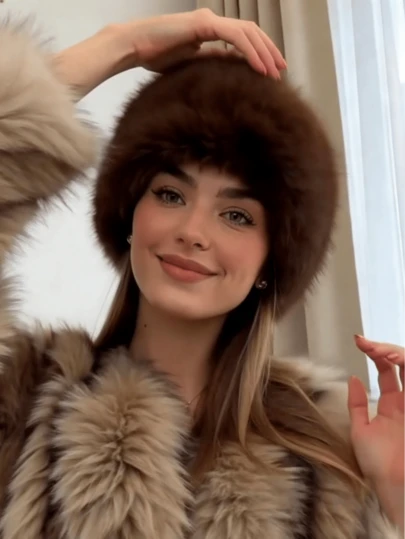 2顶/1顶 时尚百搭女士毛绒针织帽，秋冬女士飞行员帽，仿毛皮加厚渔夫帽，保暖户外休闲骑行帽，适合作为情人节礼物