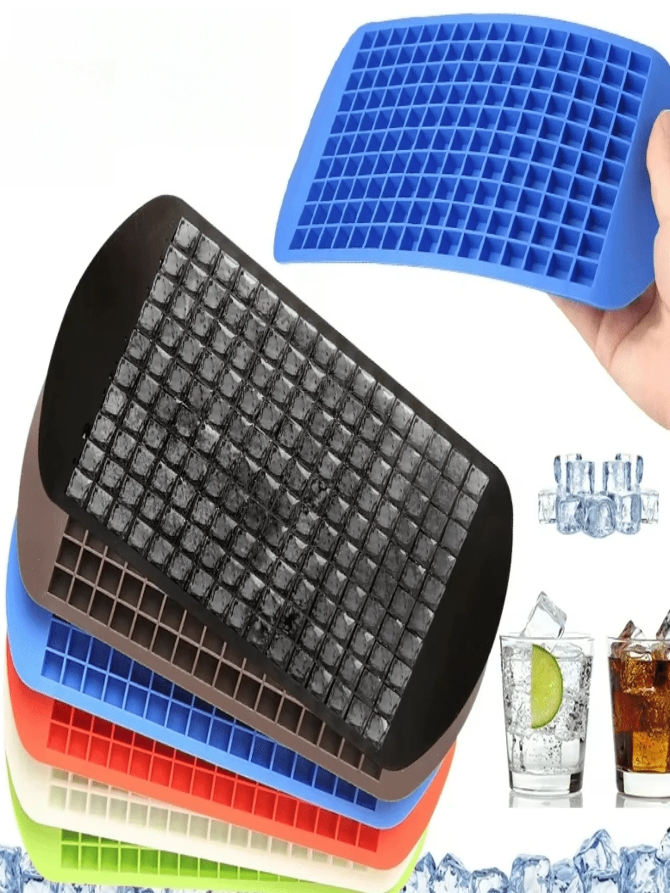 1 Small Square 160 Grid Silicone Ice Cube Tray, With Good Cold Resistance And Durability, Ice Mold, Pudding Mold, Suitable For Home, Bar, And Other Places, Easy To Use,.