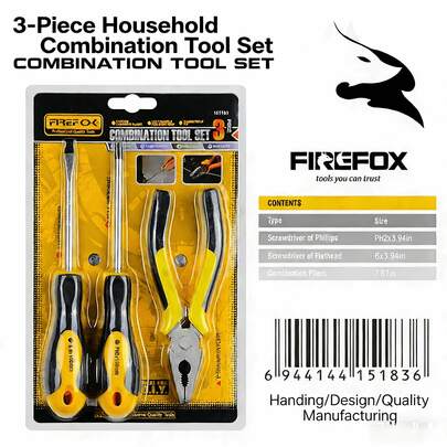 3-Piece Household Comprehensive Tool Set, Pliers, Screwdriver Set, Cross And Word, Crystal Handle With Magnetism.