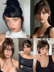 1pc/4pcs, Women's Bangs Synthetic Wigs, Natural Forehead Bangs, Retro Side Bangs, Fake Bangs, Seamless Ultra-Thin Hair Curtains, Hair Claw Clips, Hairpins, Hair Clips, Hairpins, Hair Accessories