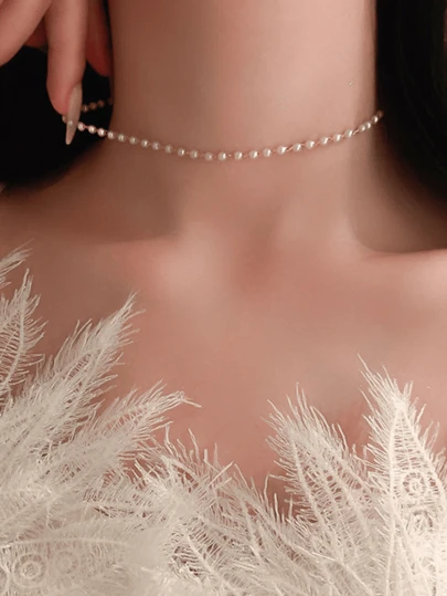 1件简约珍珠颈链，女士适用，送给女孩的最佳礼物