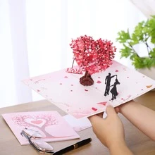 Bestselling Valentine's Day Greeting Card: 3D Heart-Shaped Tree Pop-Up Card, Couple's Gift Card, Anniversary Card - Hồng - Xem 8