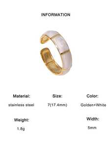 三件套不锈钢简约白色油滴可调节开口戒指套装，适合女性日常佩戴，或作为情人节、母亲节礼物。 - 戒指 - 查看 4