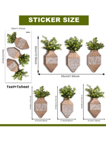 1 件创意 3D 逼真盆栽植物墙贴，可移除哑光自粘墙贴，适用于客厅、卧室、儿童房、家居装饰、春季装饰，为您的家增添活力，Rama Decor 贴纸礼品，生日/毕业礼物 - 彩色 - 查看 13