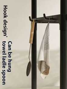 可扩展半层厨房置物架，适用于微波炉和烤箱 | 黑色金属台面收纳架，开放式搁板，非常适合存放调料、餐具、炊具、电器 | 多功能厨房置物架 | 黑色金属框架 - 彩色 - 查看 11